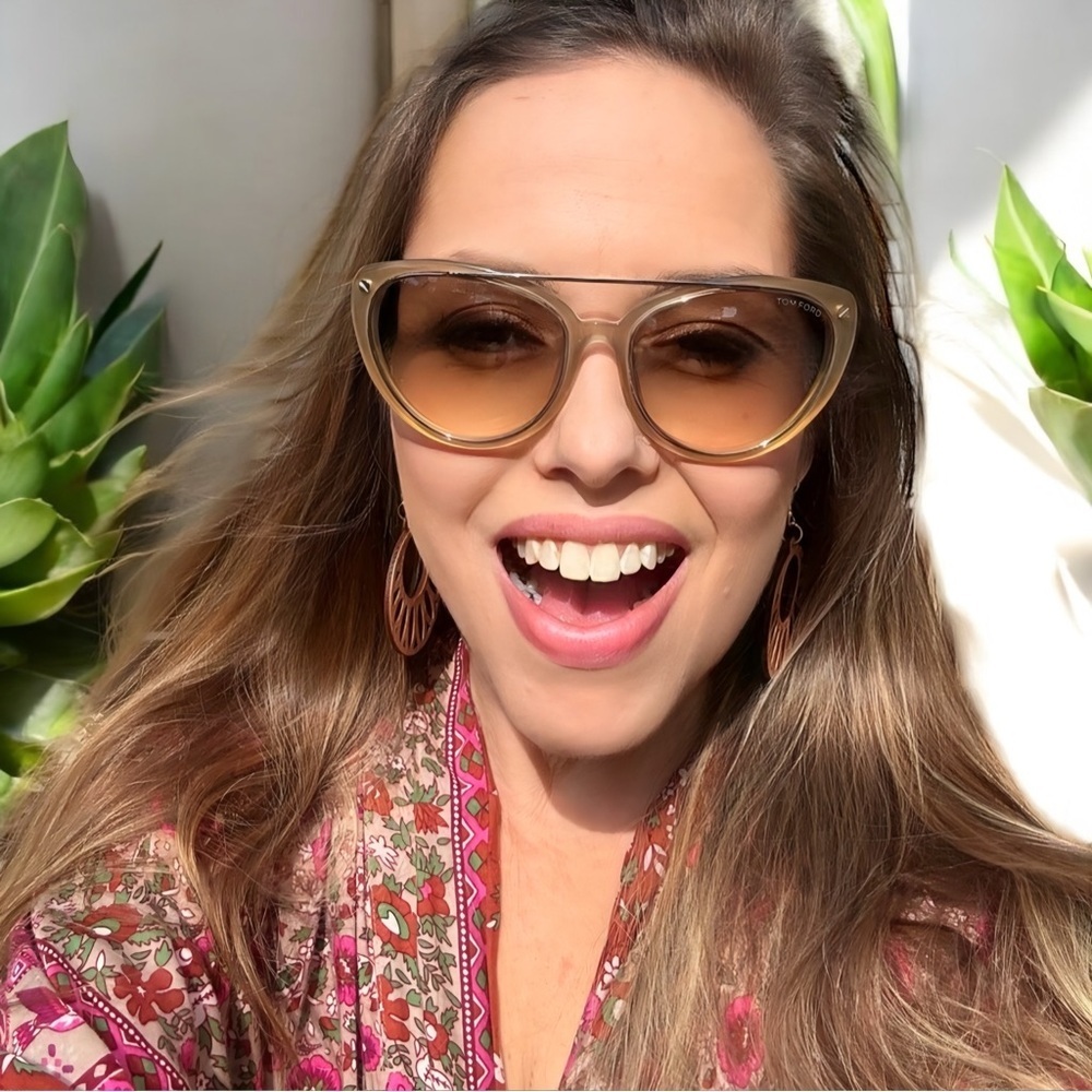Tom Ford Edita Sunglasses TF384 58mm cat eye gray gradient yellow grey - Picture 4 of 16